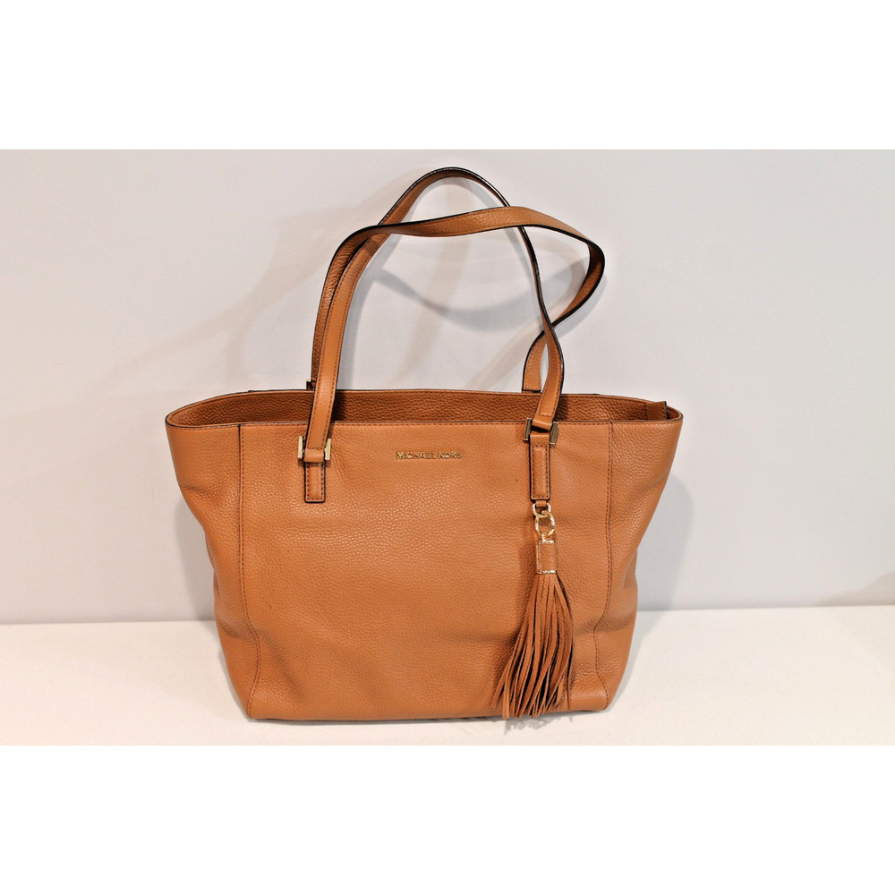 Michael Kors Large Brown Peddle Tote Bag Gold Tone Logo Tassel